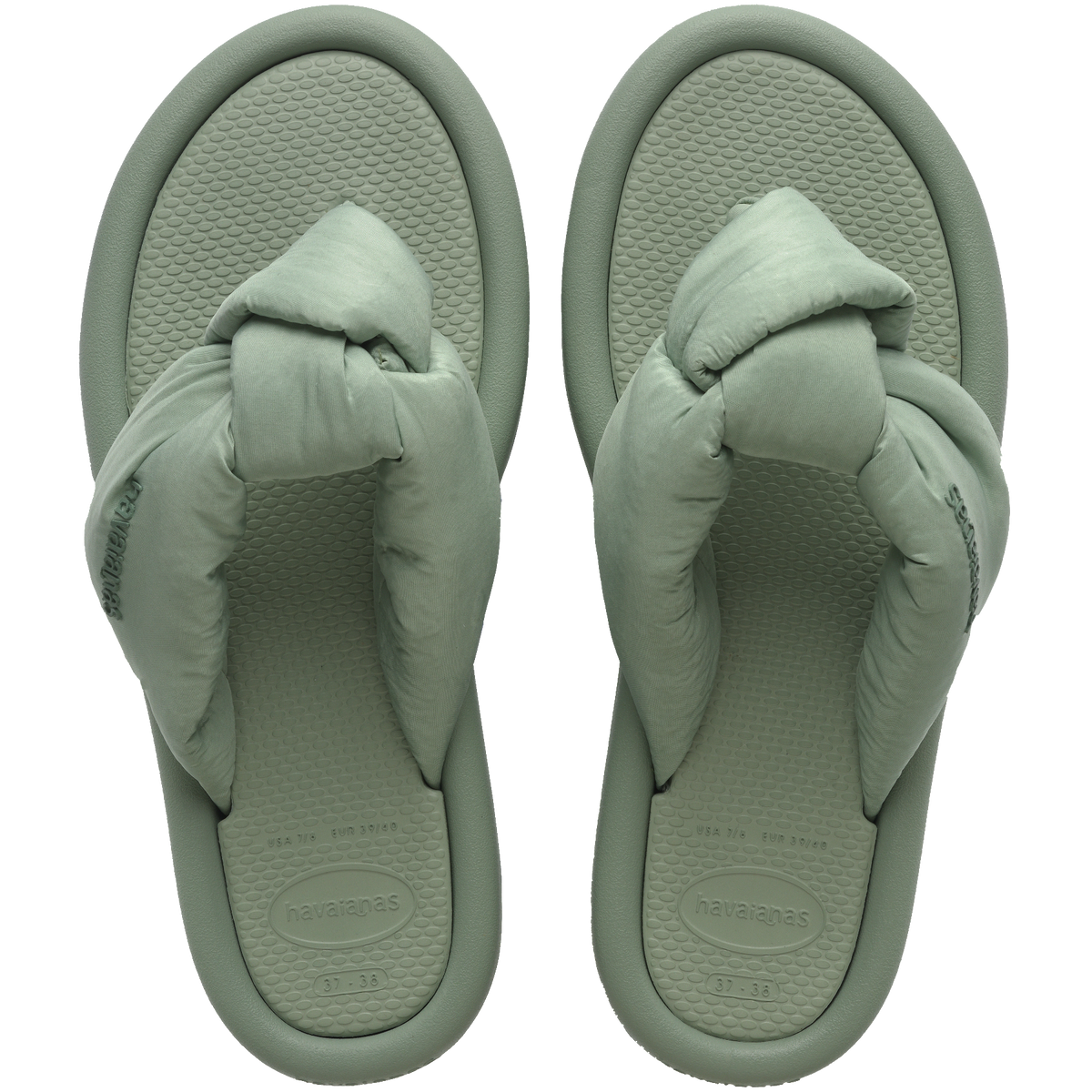 Women's Over Puffed Flip Flops - SMOKE GREEN