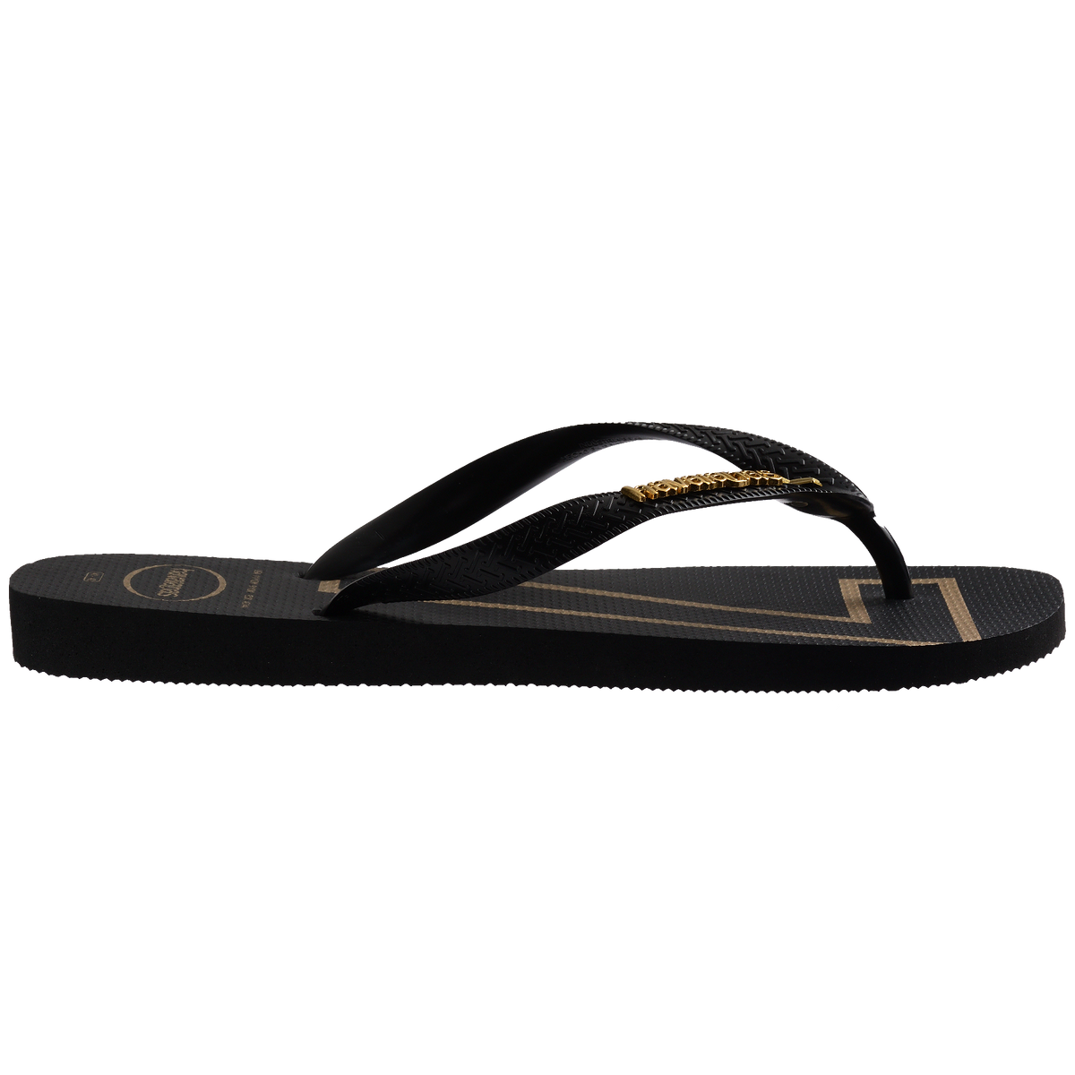 Men's Vini Jr. Golden Top Flip Flops - Black